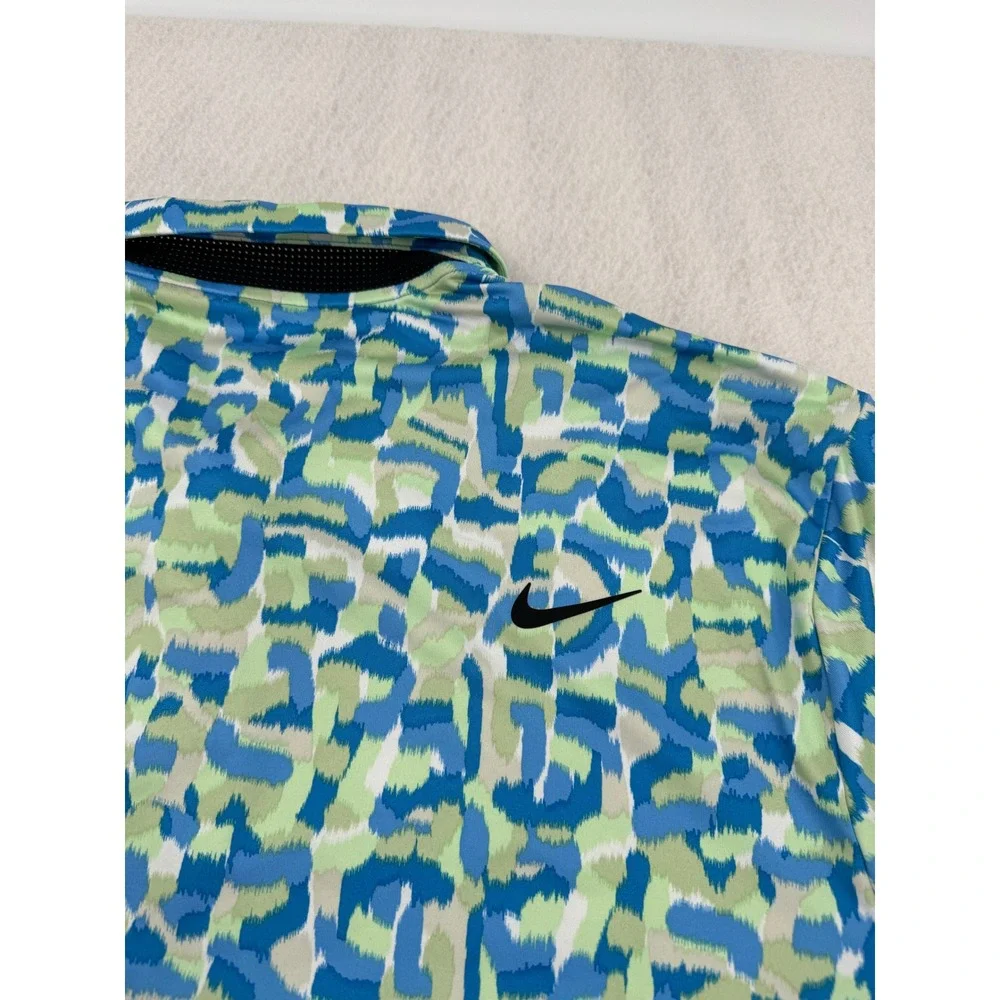 Nike Dri-FIT Golf Polo Shirt Mens XL Blue/Green Confetti Camo Print FD5939-435